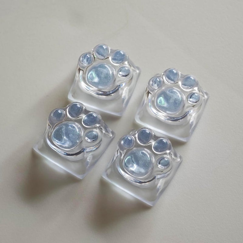 Elacgap Cat Claw Keycap Cute Drip Glue Backlight Keycaps DIY ESC Arrow Key Keycap Replacement for Cherry MX Gaming Mechanical Keyboard (4Keys Blue Transparent) - Image 4
